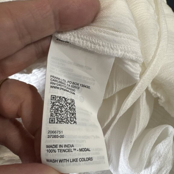 Prana Women's M  Fernie Wide Leg Jumpsuit Swim Coverup Gauzy White NWT 9700 - Picture 13 of 16